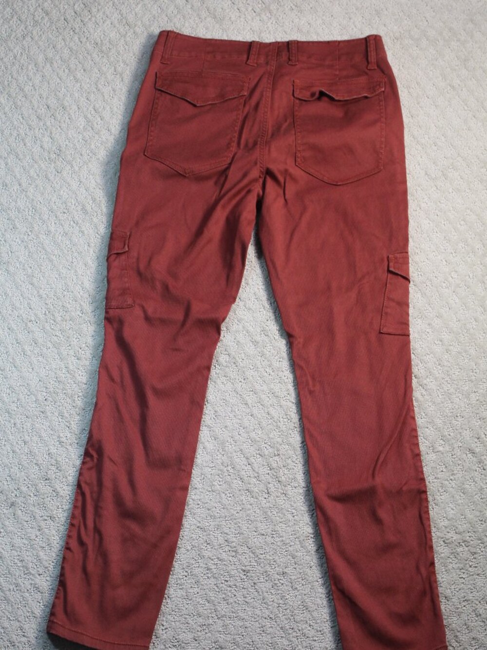 Cabi Size 12 Rust Red Ribbed Twill Mid Rise Slim Straight Cargo Pants - Picture 2 of 6